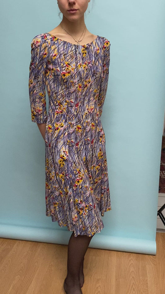 Prada knit dress printed with shaded foliage and flowers - S - 2000s