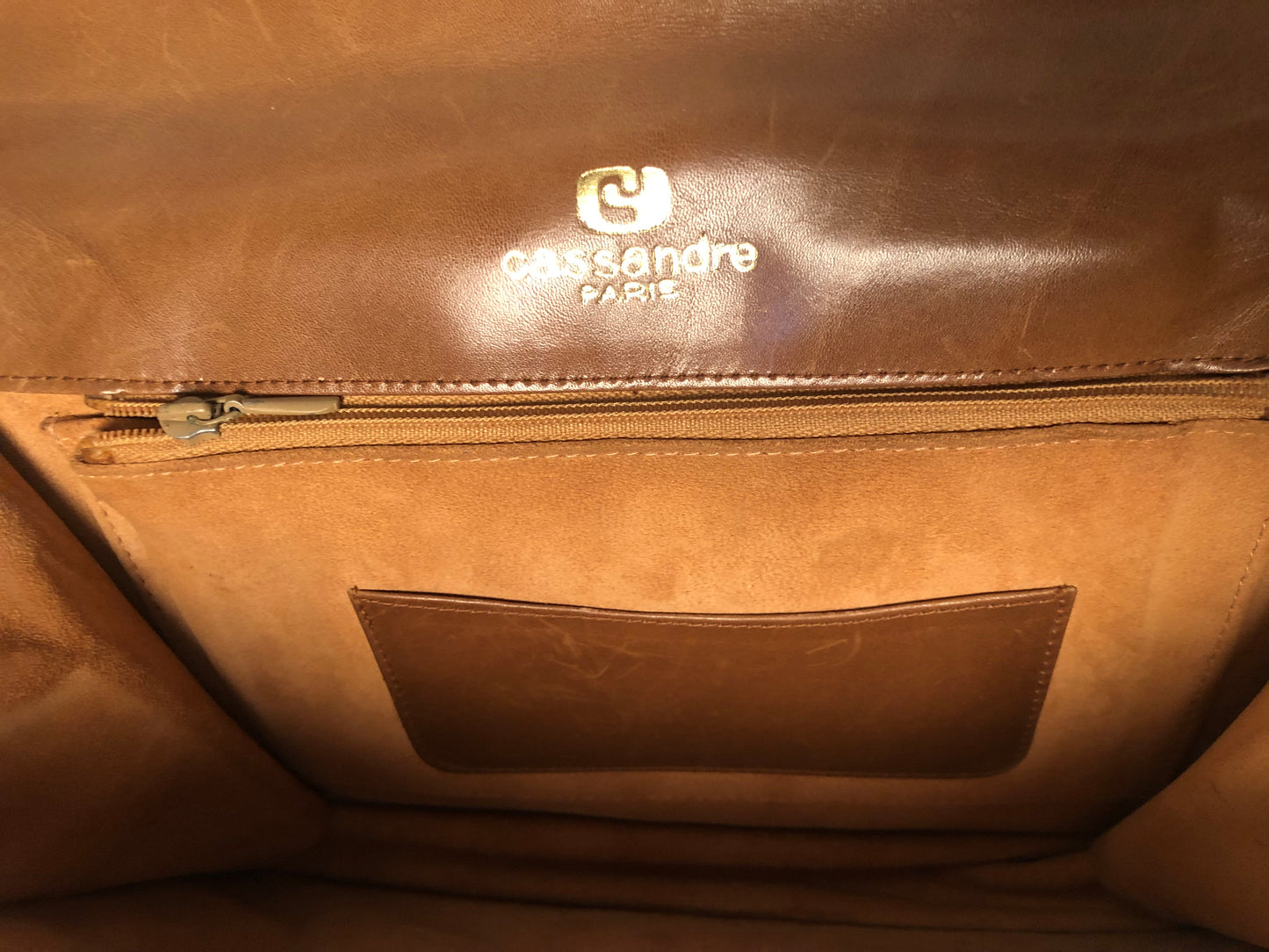 Cassandre Paris vintage camel leather clutch bag - 1970s