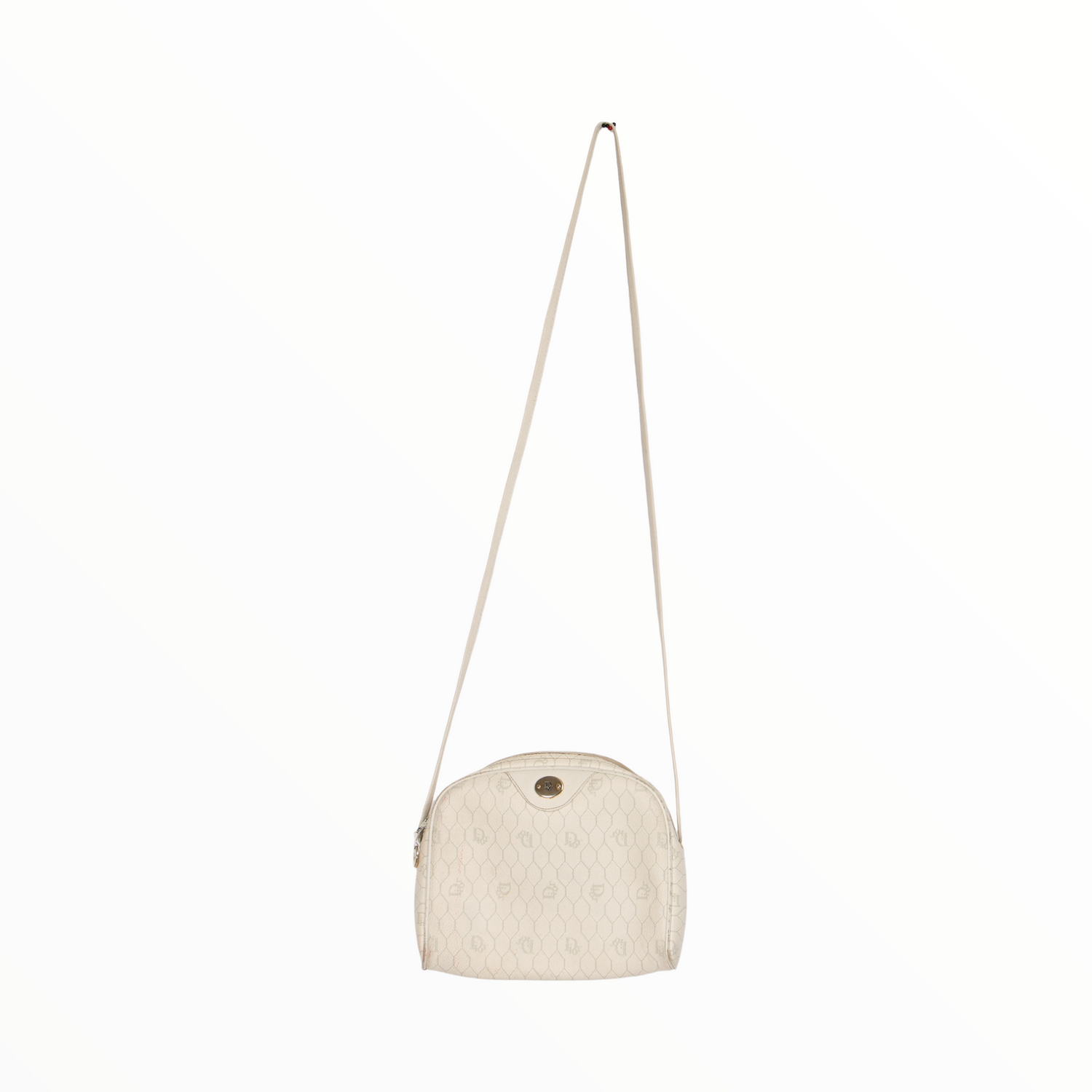 Christian Dior vintage honeycomb monogrammed canvas white small shoulder bag - 1980s