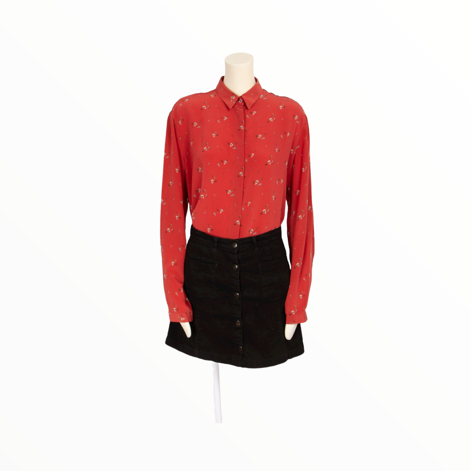 Christian Dior vintage coral red silk shirt - L - 1990s