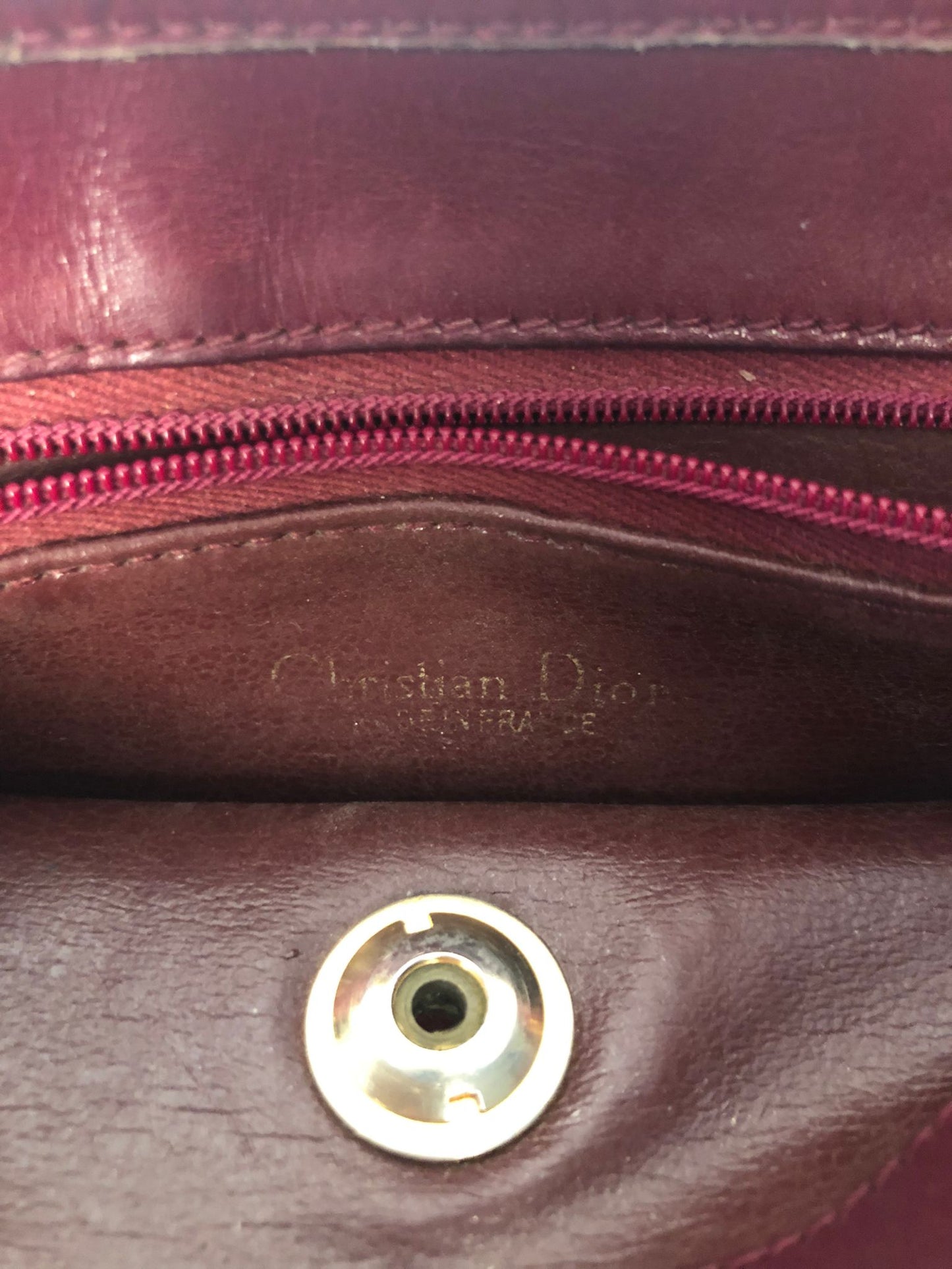 Christian Dior vintage burgundy leather bag - 1970s