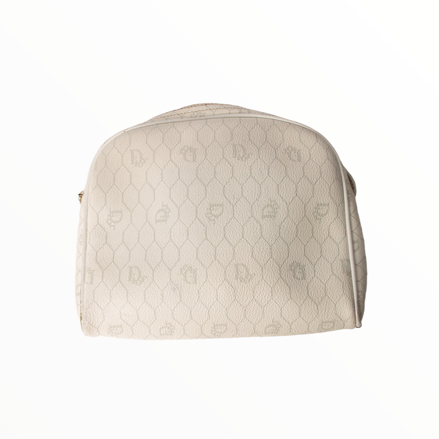 Christian Dior vintage honeycomb monogrammed canvas white small shoulder bag - 1980s