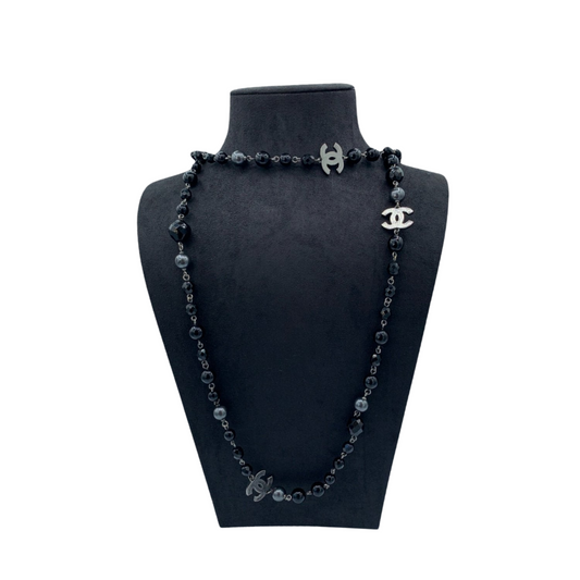 Chanel black long necklace - 2010s