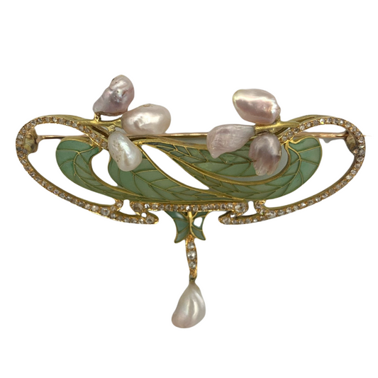 Art nouveau vintage gold brooch - Fine jewelry