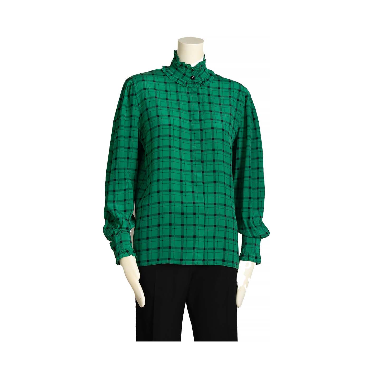 Guy Laroche houndstooth green blouse - M - 1980s