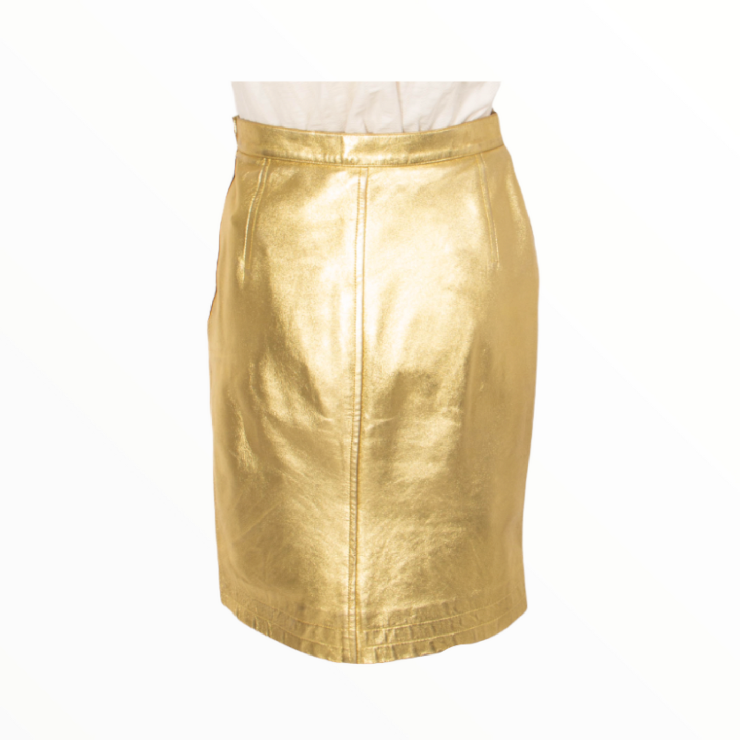 Yves Saint Laurent Rive Gauche vintage gold leather skirt - M - 1990s
