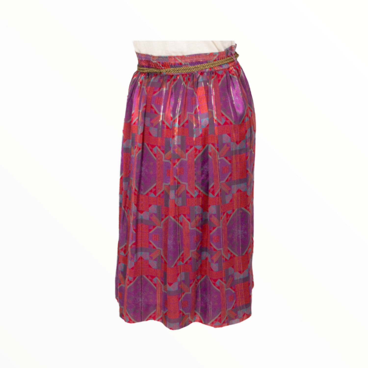 Louis Feraud vintage silk purple midi skirt - M - 1990s