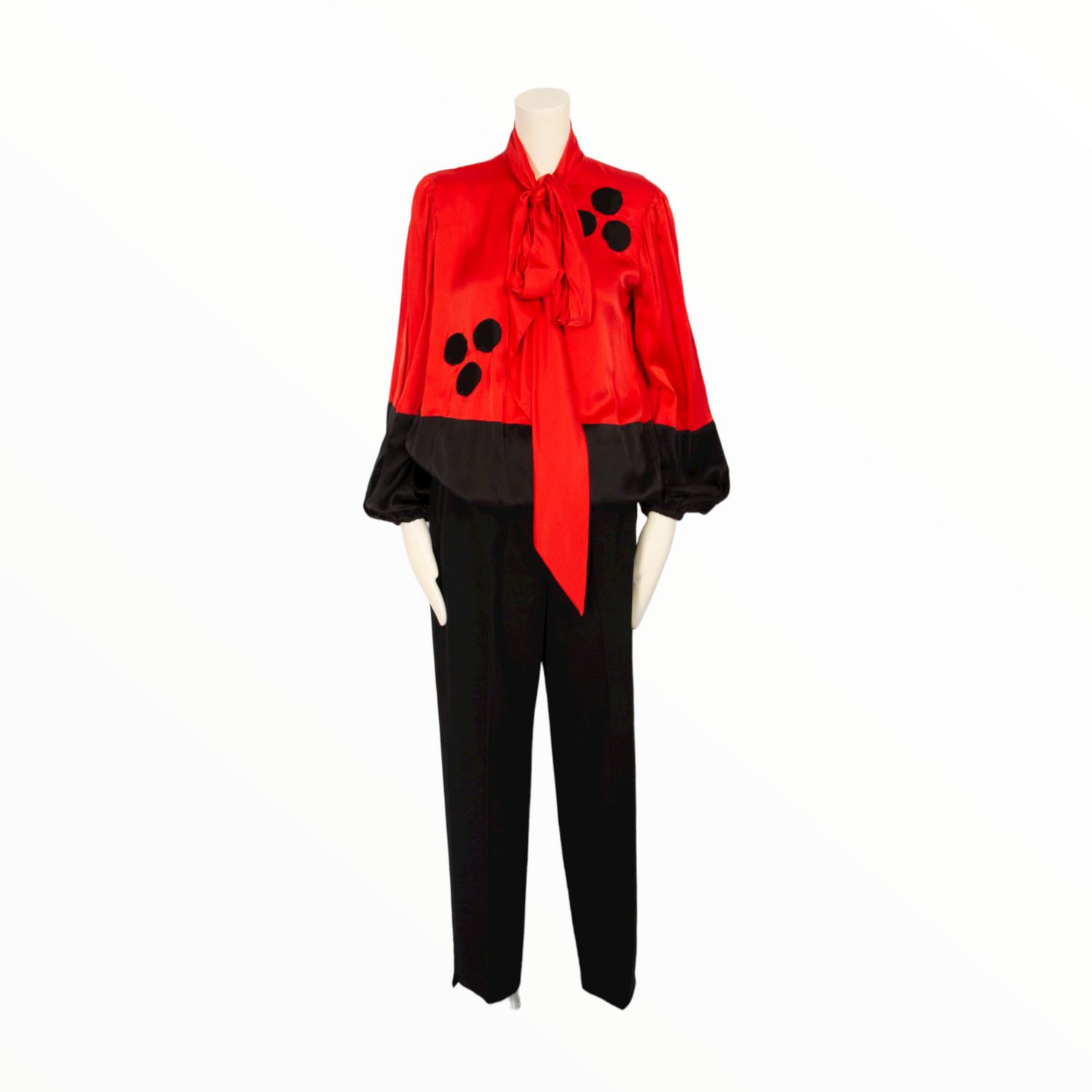 Louis Feraud vintage silk black and red blouse - L - 1990s