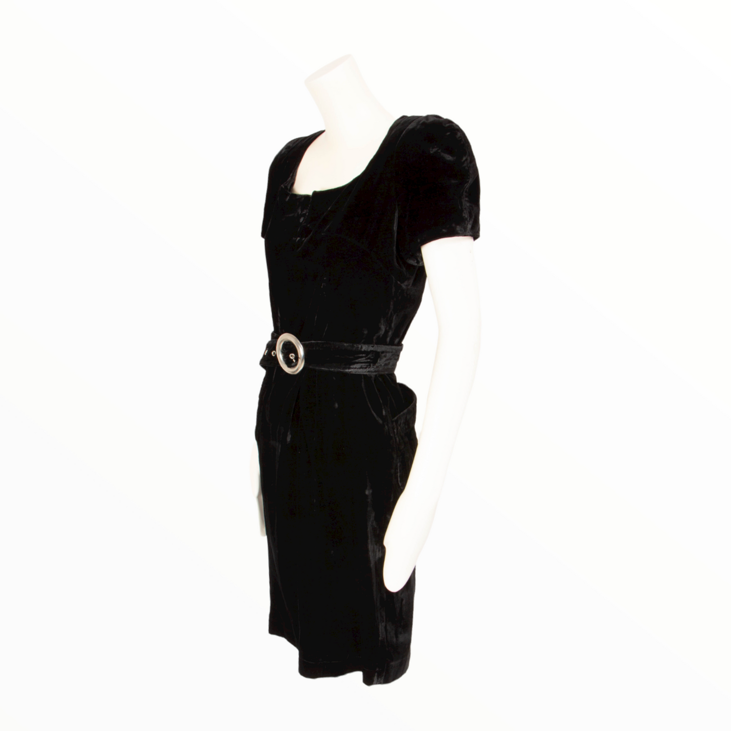 Thierry Mugler velvet short-sleeves dress - M - 1990s