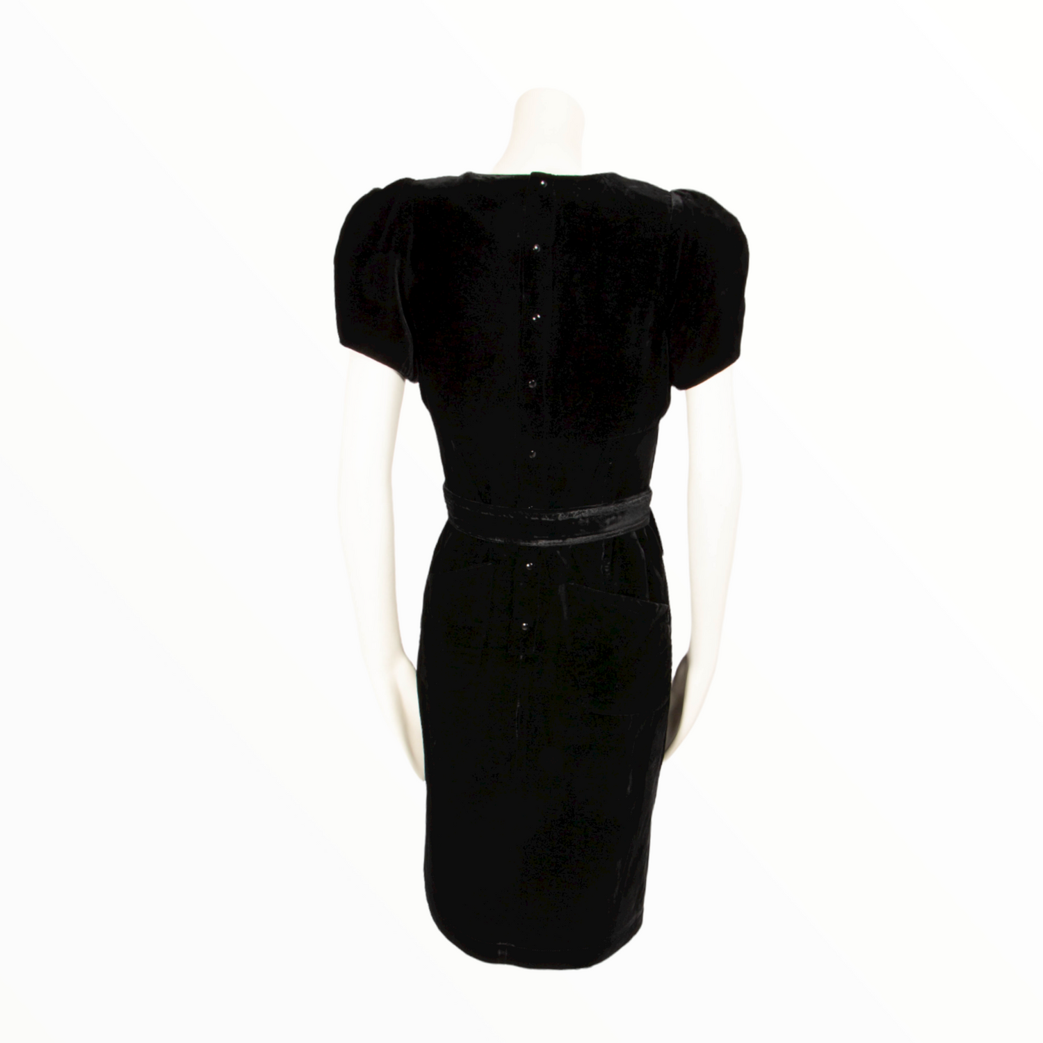 Thierry Mugler velvet short-sleeves dress - M - 1990s