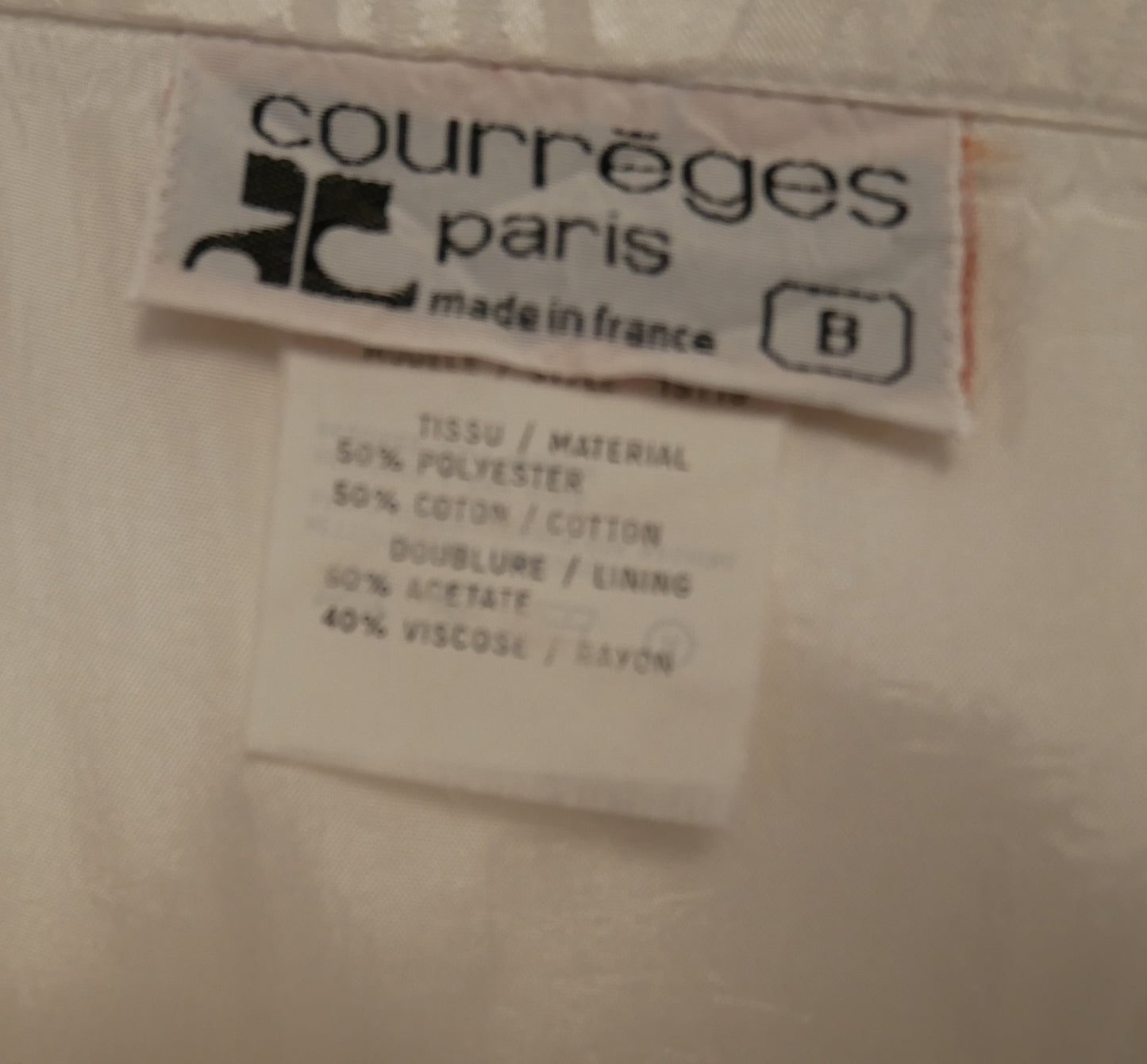 <tc>Jupe Courrèges blanche jacquard vintage - S - 1980s</tc>