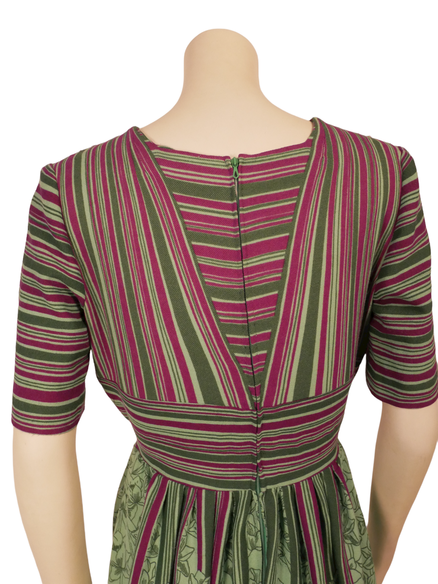 Lanvin vintage long dress with purple and green stripes - M - 1970s