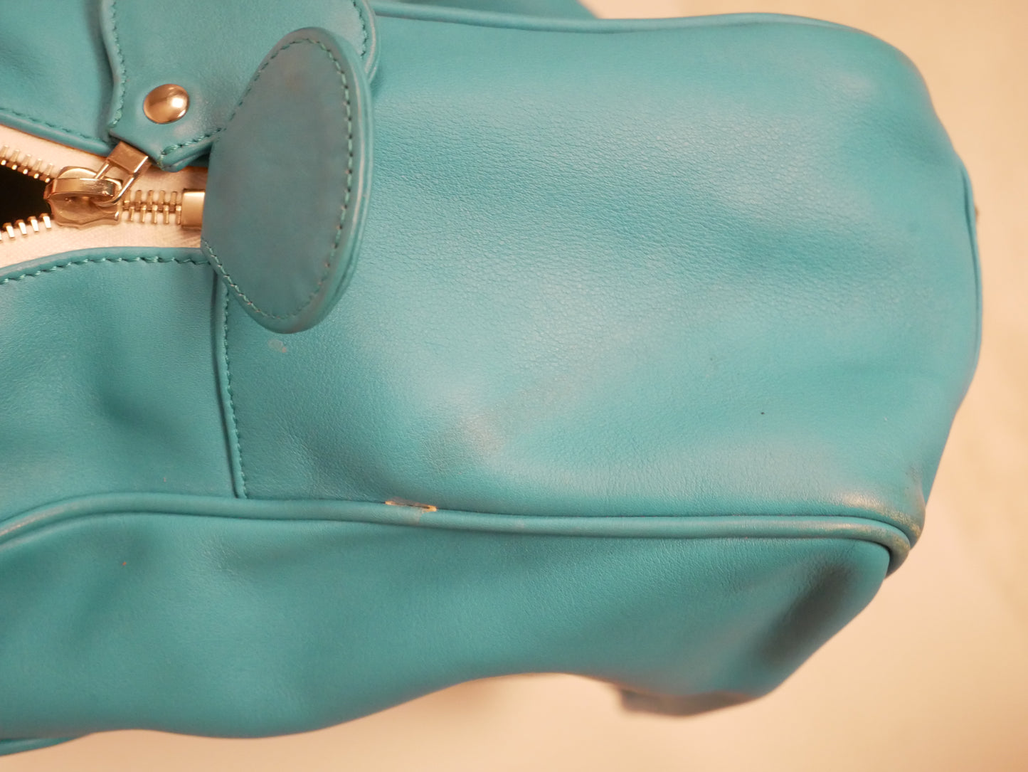 Courrèges large leather bowling turquoise bag - 2017