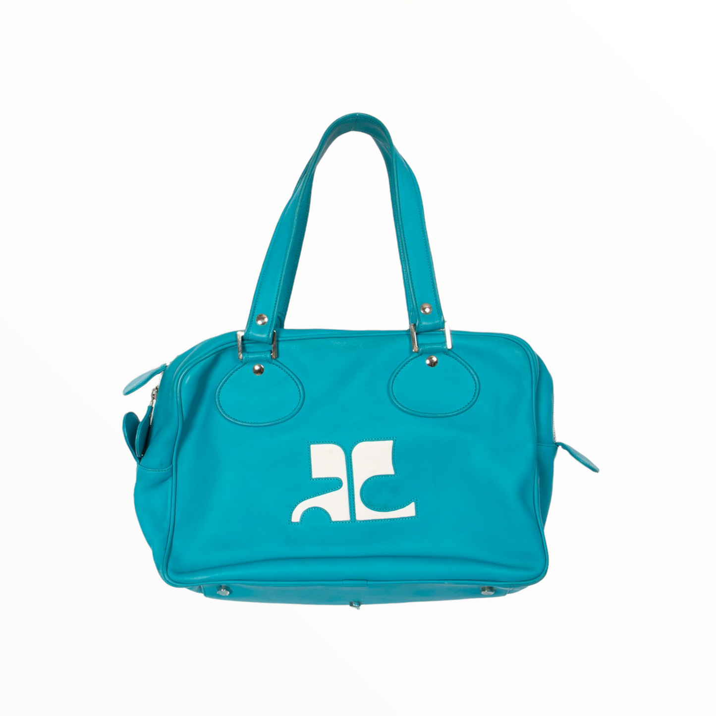 Courrèges large leather bowling turquoise bag - 2017