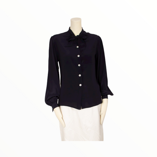 Lanvin vintage navy blue silk shirt - S - 1980s
