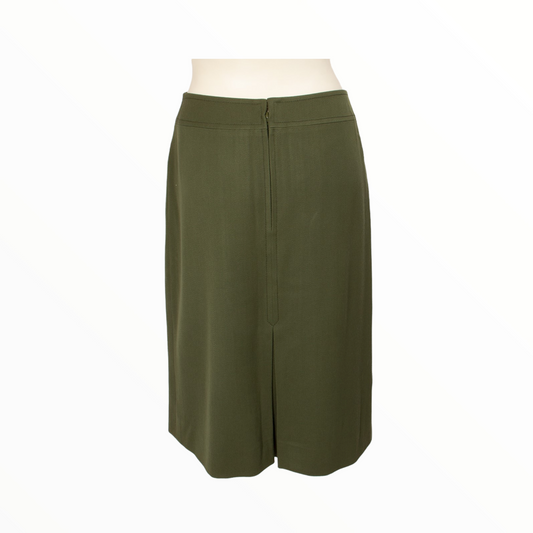 Celine vintage a-lined khaki skirt with gold detail - M - 1970s