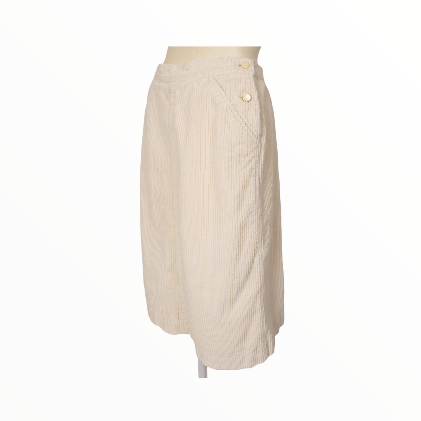 Courrèges vintage skirt in ecru corduroy - M - 1970s