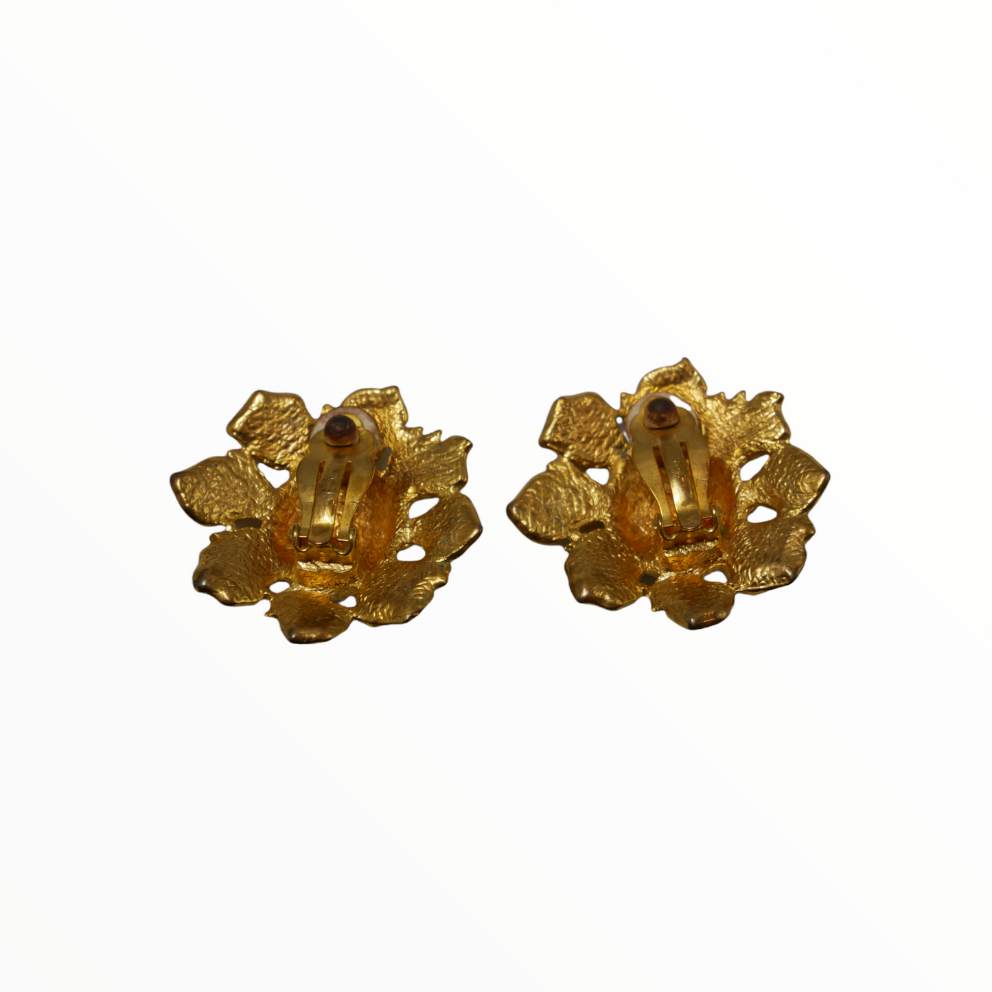 Saint Laurent vintage gold flower earclips - 1990s