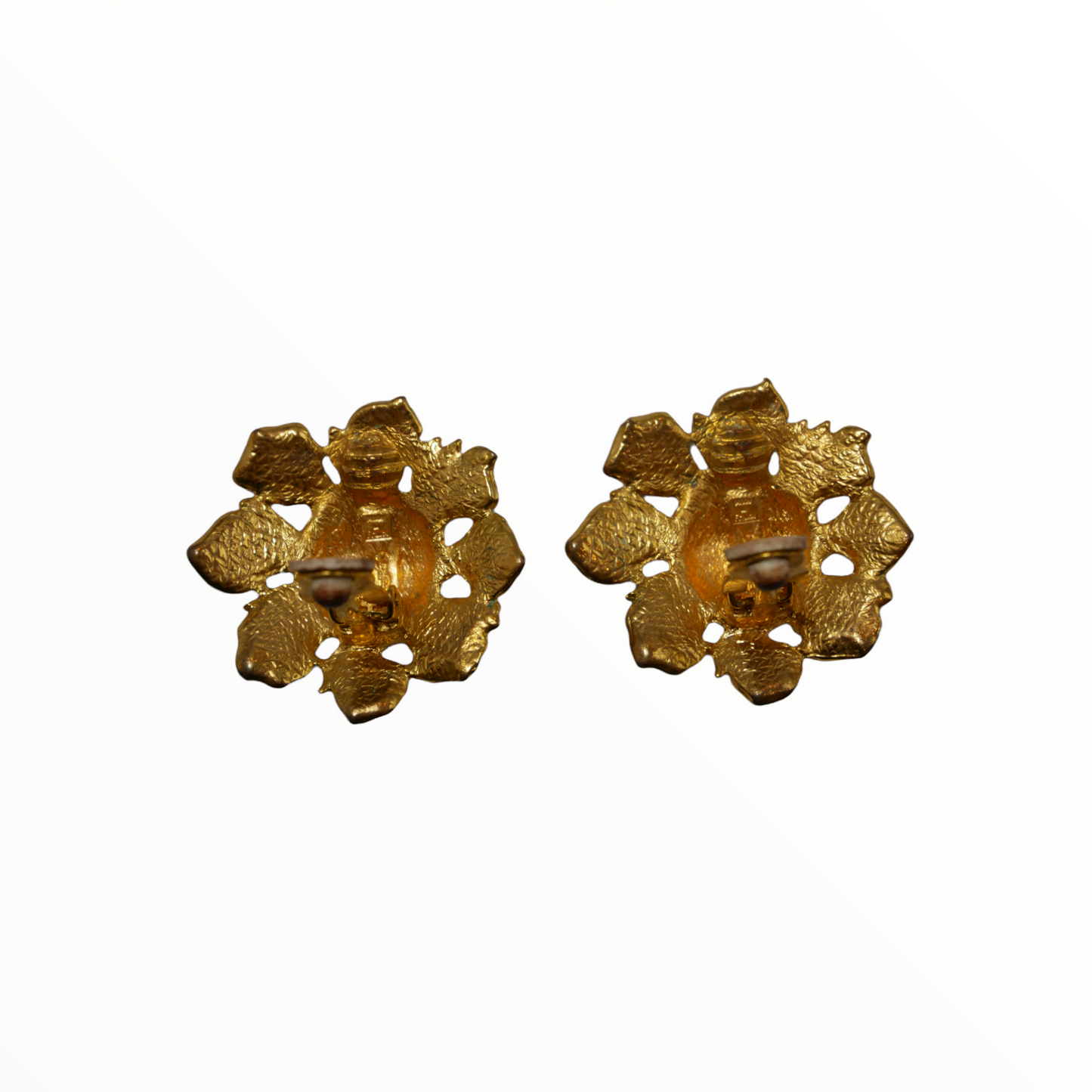 Saint Laurent vintage gold flower earclips - 1990s