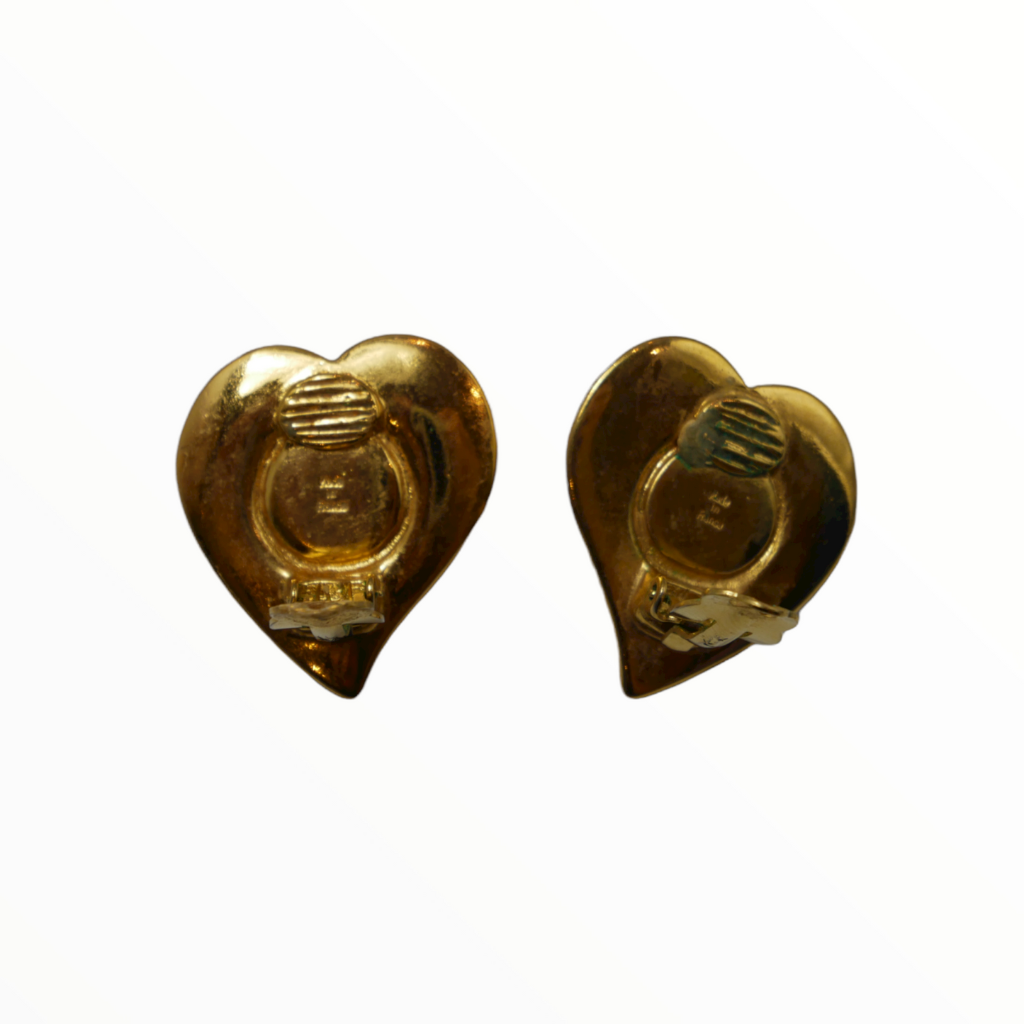 Yves Saint Laurent vintage heart-shaped orange earclips - 1990s