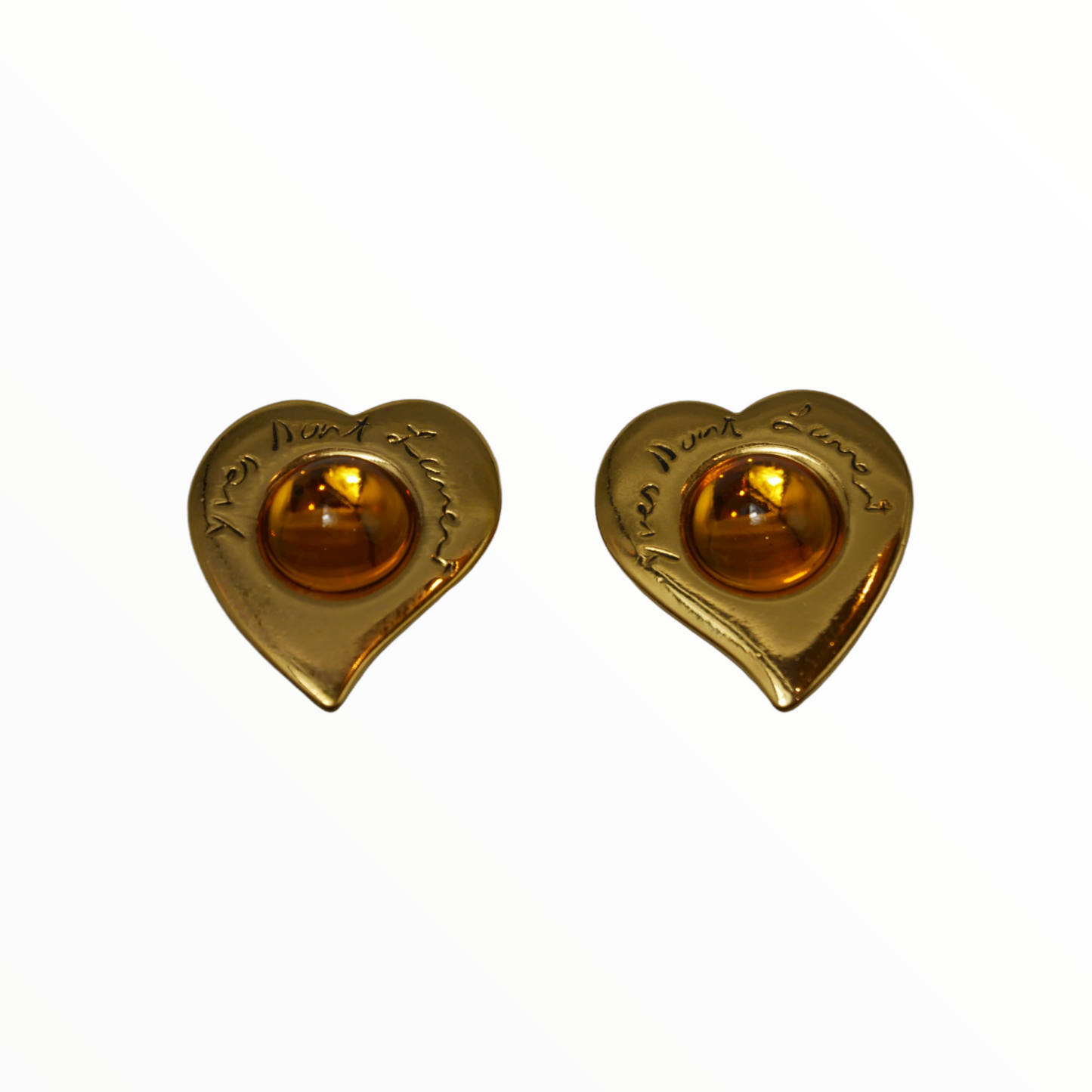 Yves Saint Laurent vintage heart-shaped orange earclips - 1990s
