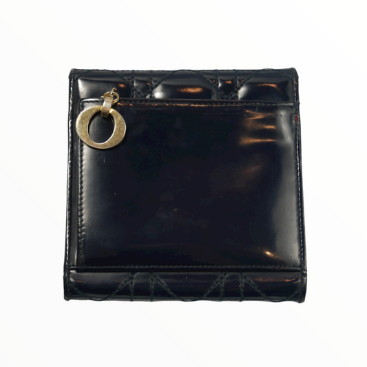 Christian Dior cannage navy blue coin wallet