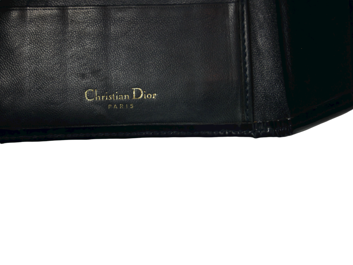 <tc>Christian Dior porte-monnaie bleu marine cannage</tc>