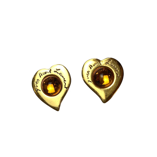 Lysis vintage Saint Laurent vintage clip earrings hearts orange cabochon