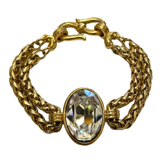 Lysis vintage Saint Laurent vintage bracelet cabochon diamond - 1990s