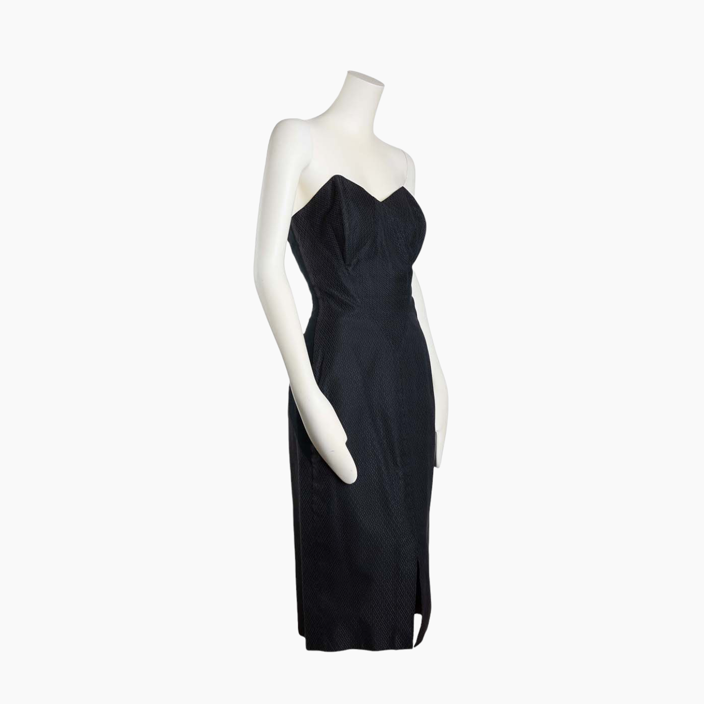 Lysis vintage Bustier dress in black brocaded cotton Marianne Beck - M - 1984