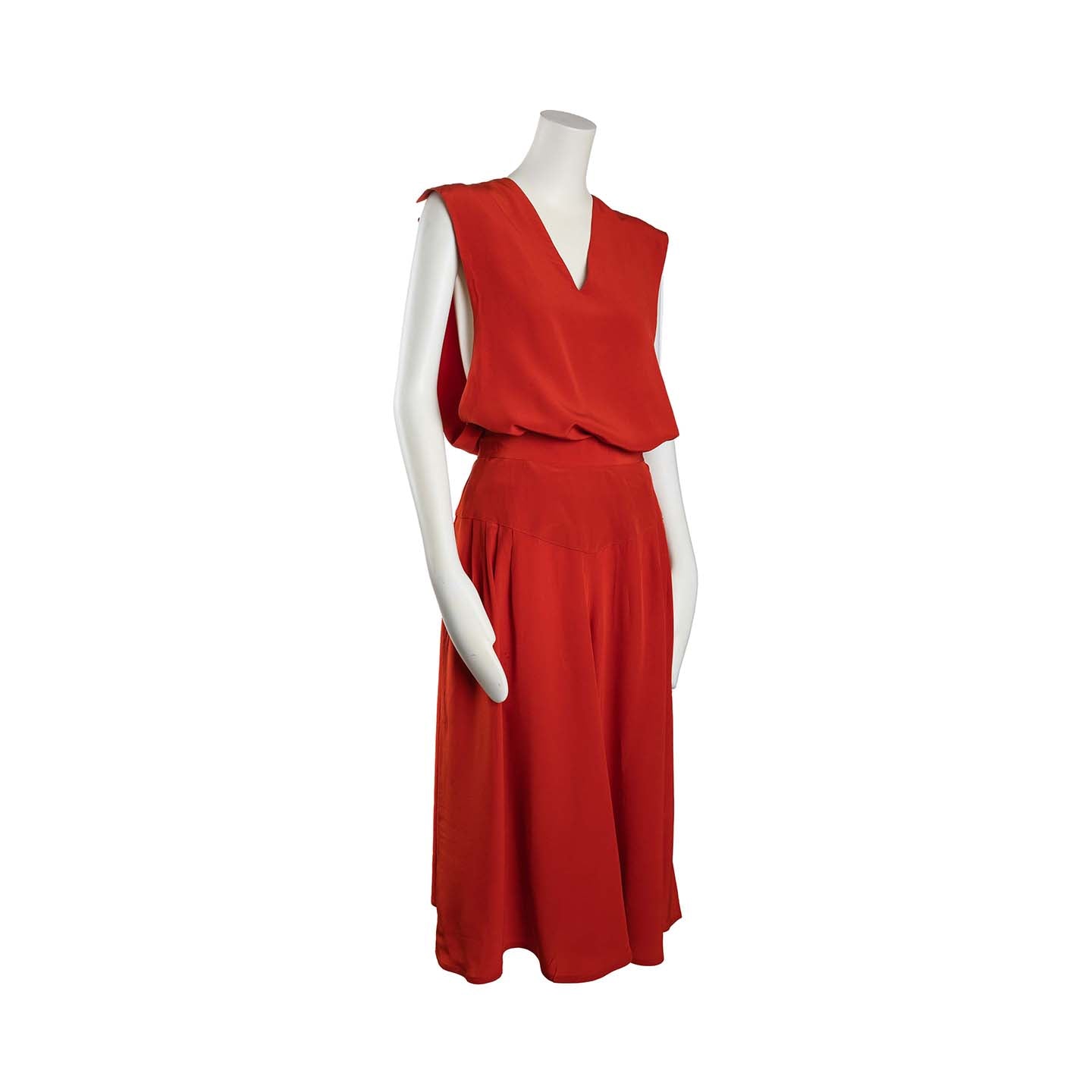 Vintage second hand Chloé set sleeveless top and orange-red silk Lysis