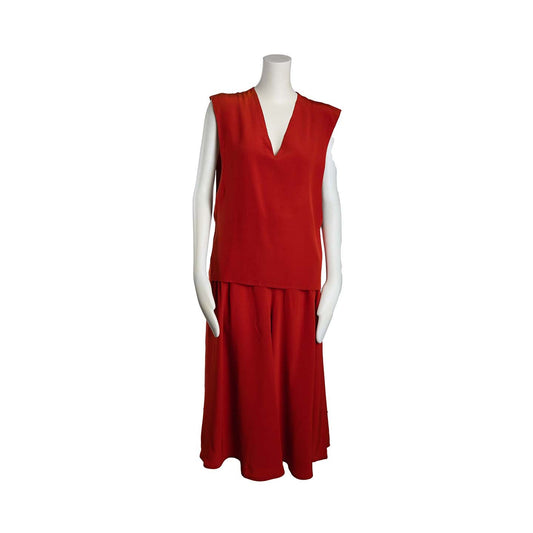 Vintage second hand Chloé set sleeveless top and orange-red silk Lysis