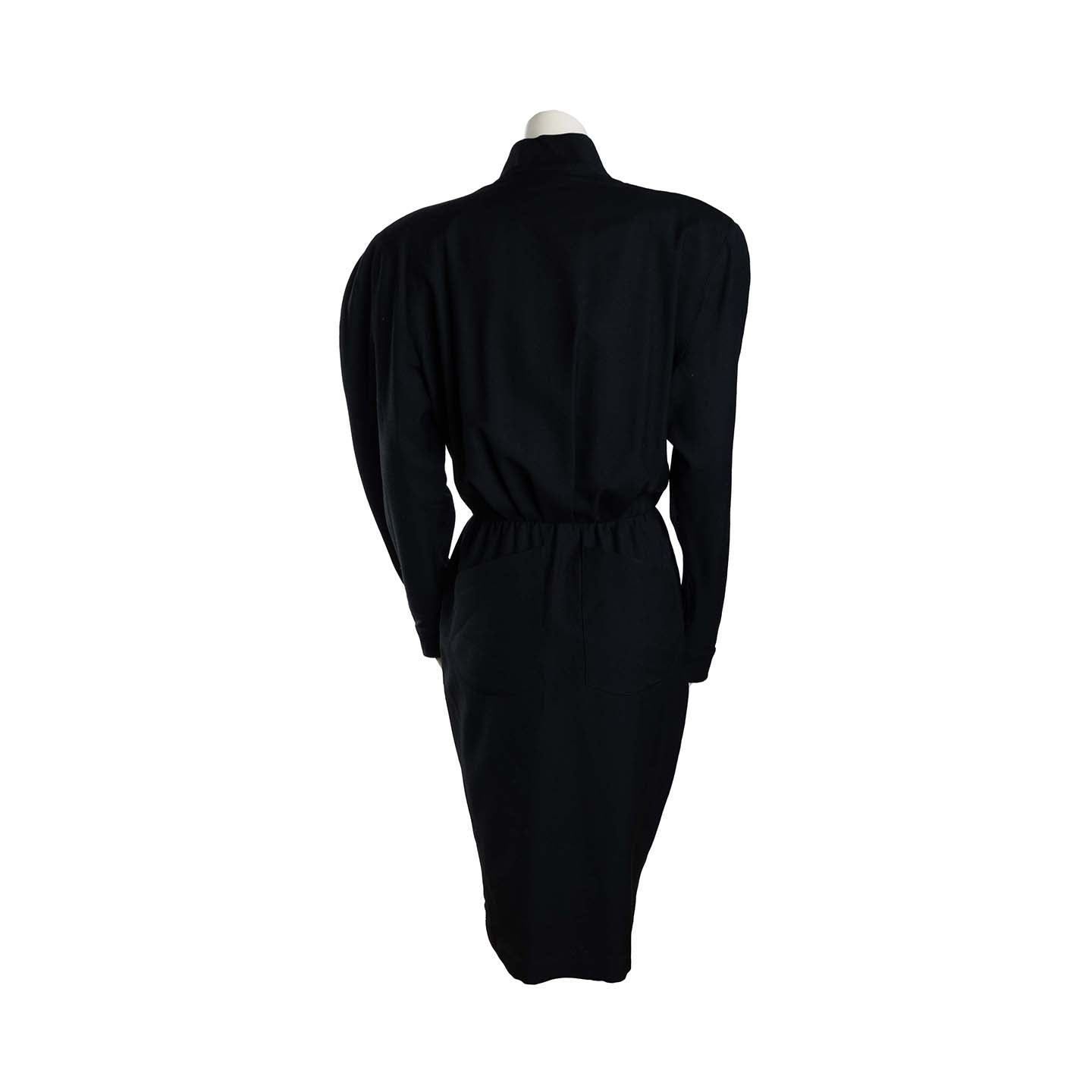 Vintage second hand Thierry Mugler black combed wool dress Lysis