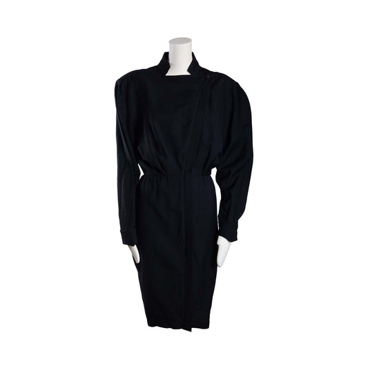 Vintage second hand Thierry Mugler black combed wool dress Lysis