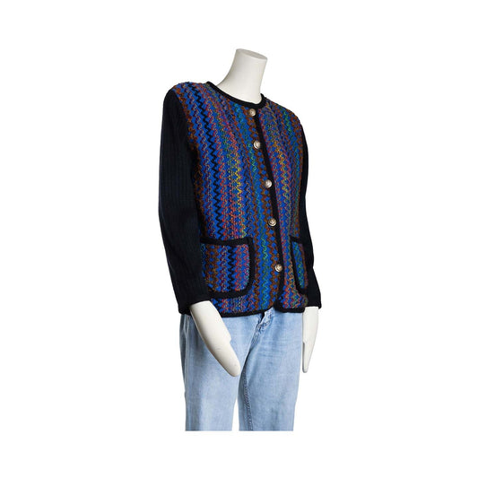 Vintage second hand Saint Laurent Variations multicolored jacquard cardigan gilet