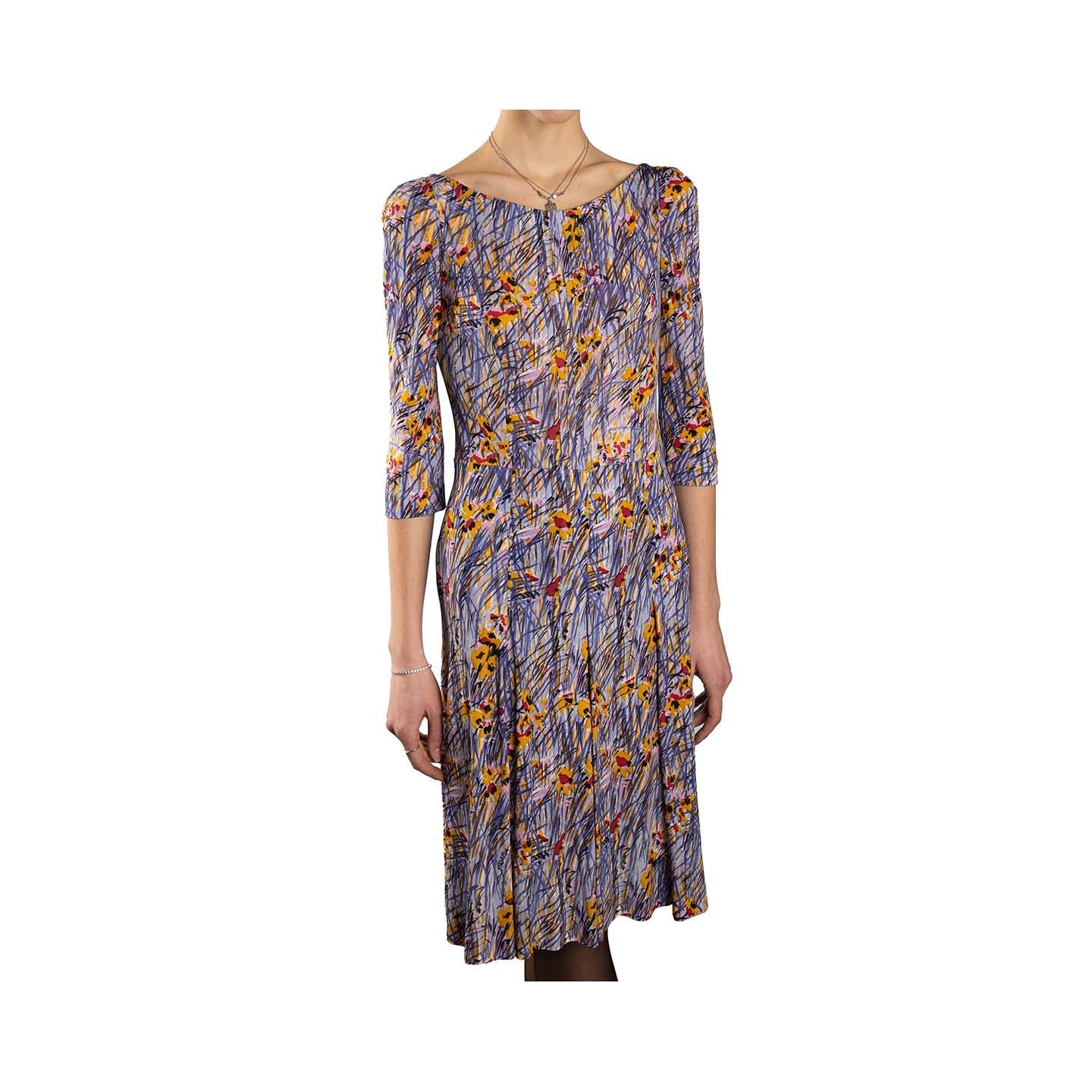 Prada knit dress printed with shaded foliage and flowers - S - 2000s
