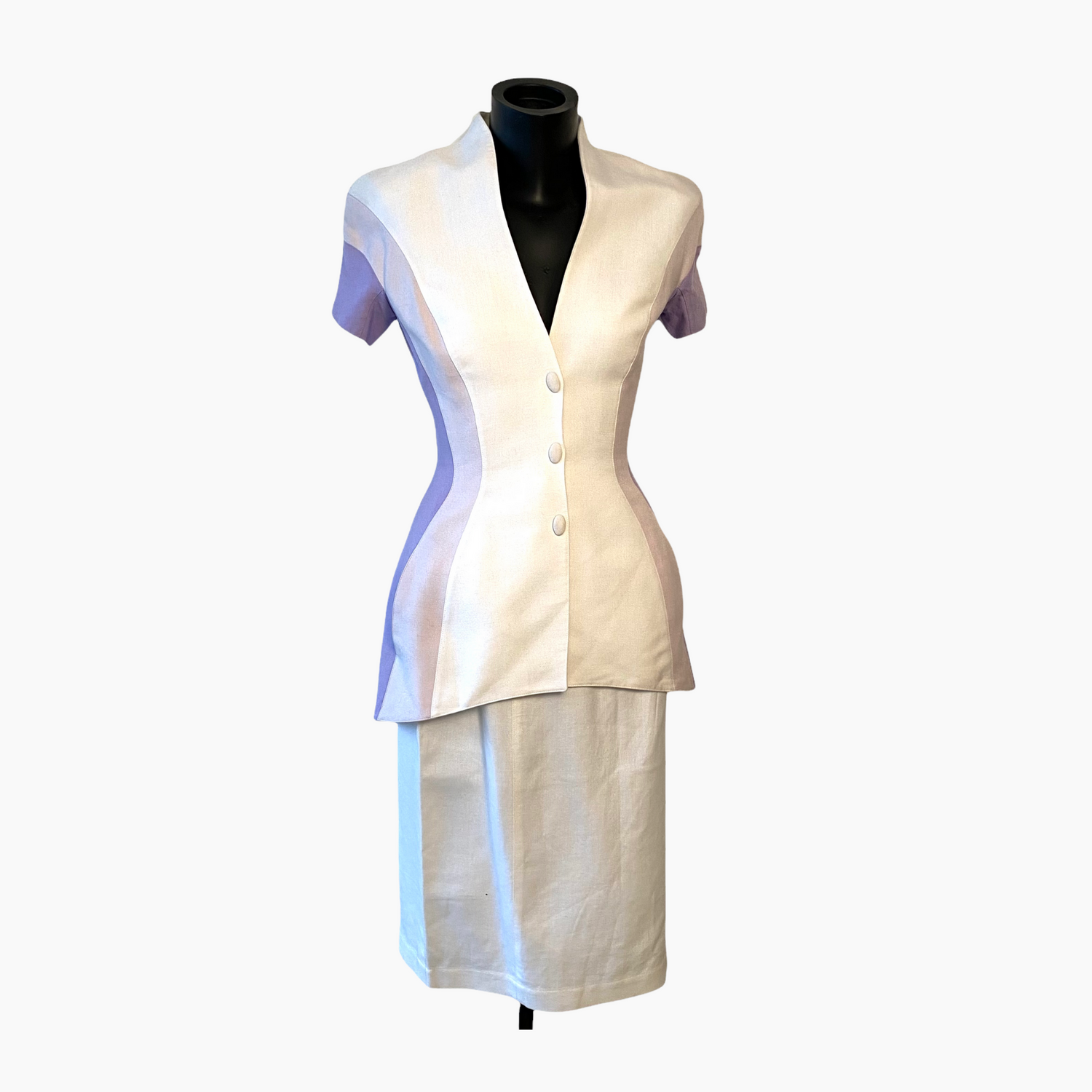 Thierry Mugler vintage iconic ensemble white and purple detailing - S- 1999 Collection