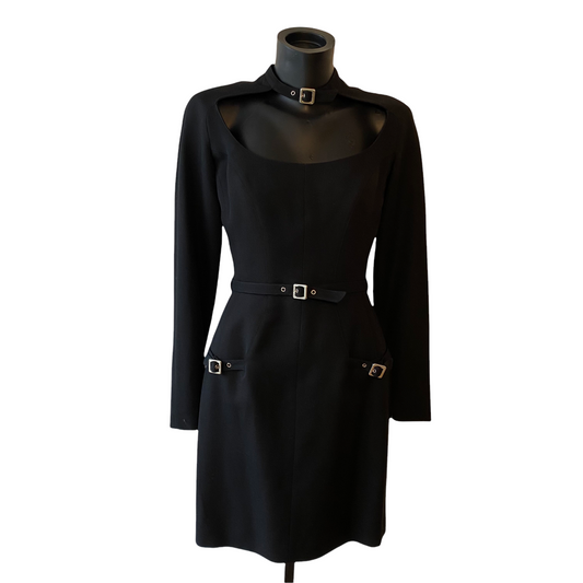 Mugler vintage black dress with choker details - XS/S - 1990s