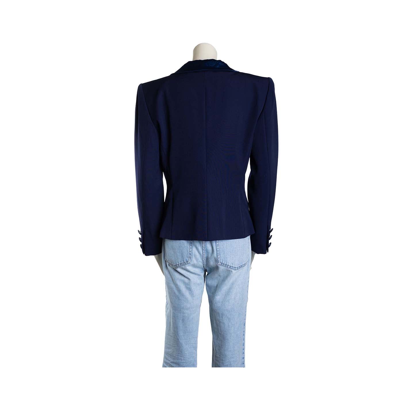 Vintage second hand Saint Laurent Tuxedo blazer in navy blue wool