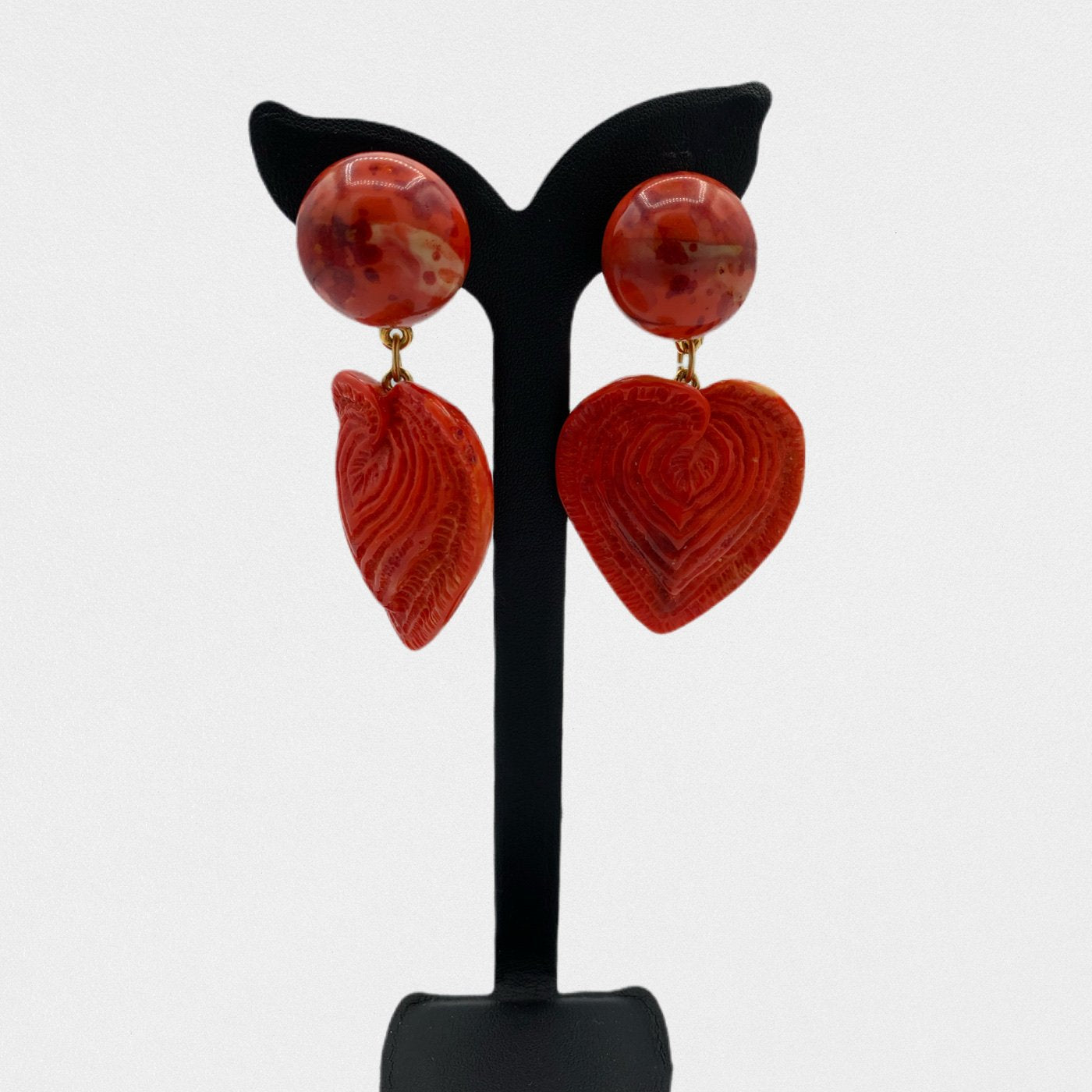 Lysis vintage Yves Saint Laurent Rive Gauche red heart earrings