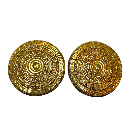Lysis vintage Saint Laurent vintage Aztec-inspired large clip earrings - 1990s