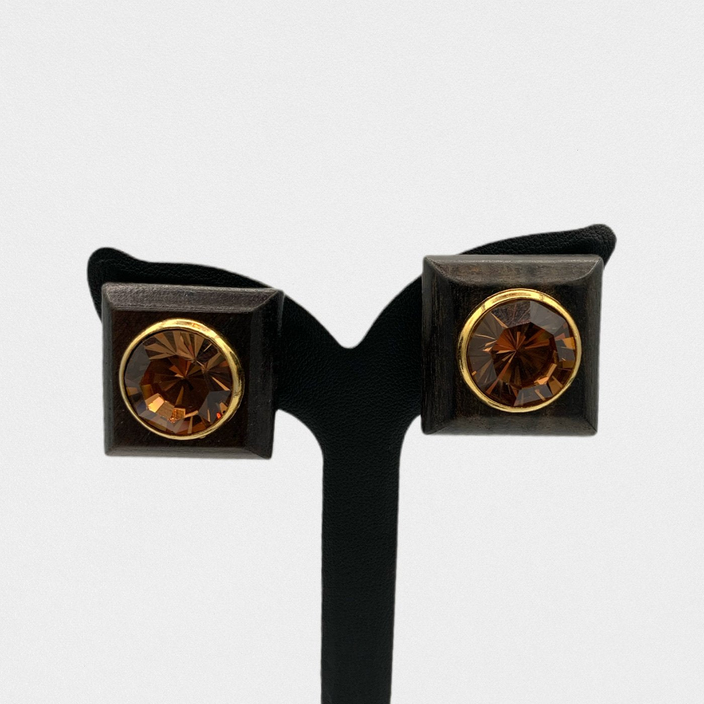 Lysis vintage Yves Saint Laurent square wooden earrings - 1980s