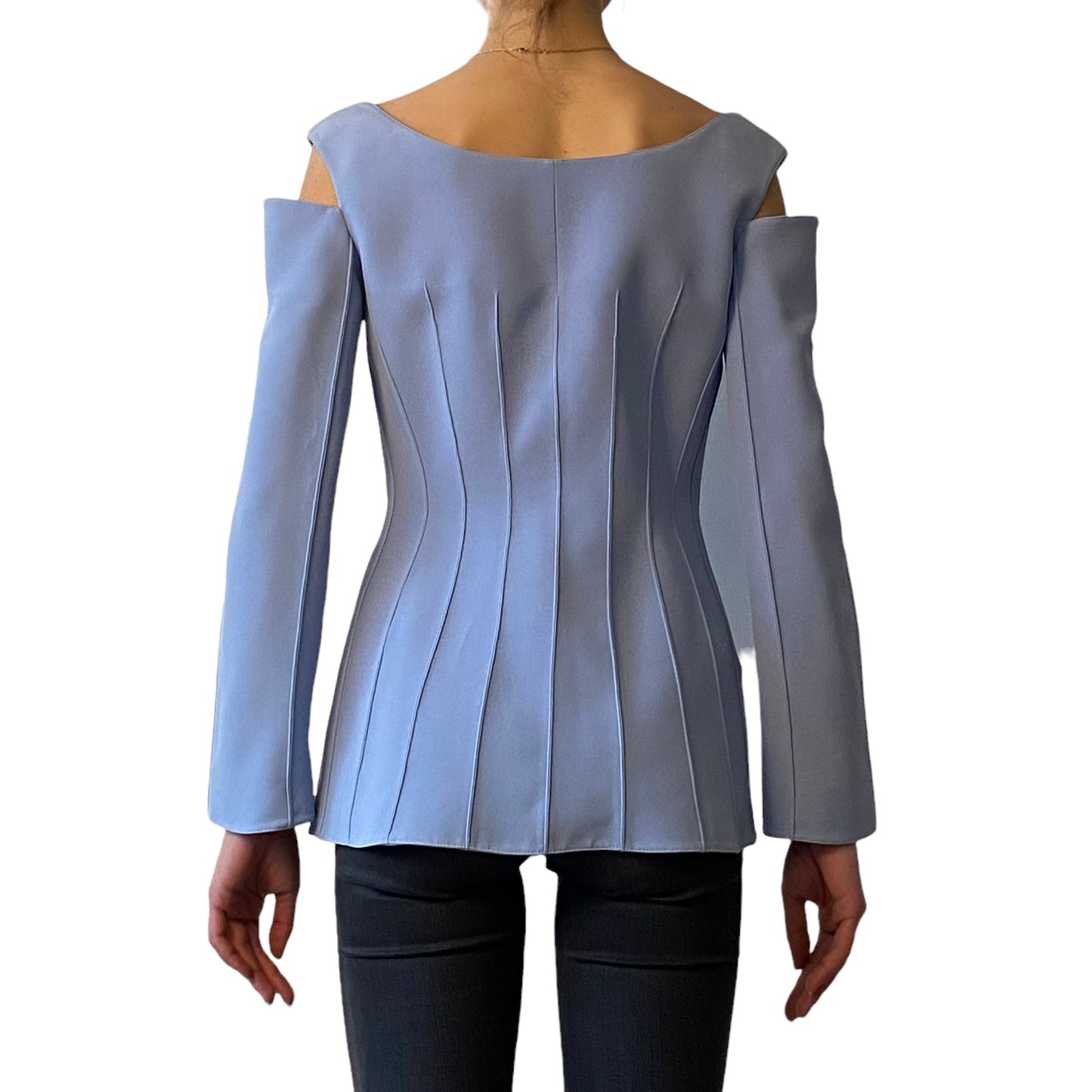 Thierry Mugler COUTURE vintage ensemble with shoulder cutouts in light blue - XS - 1990s