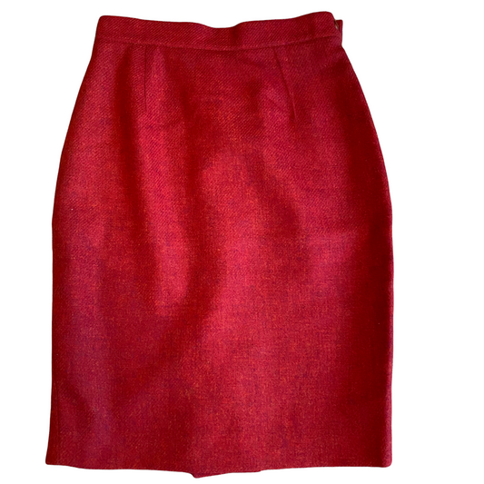 Mugler vintage skirt in red tweet with lace up detail - S - 1990s