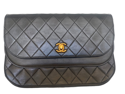 Chanel vintage dark blue quilted flap bag