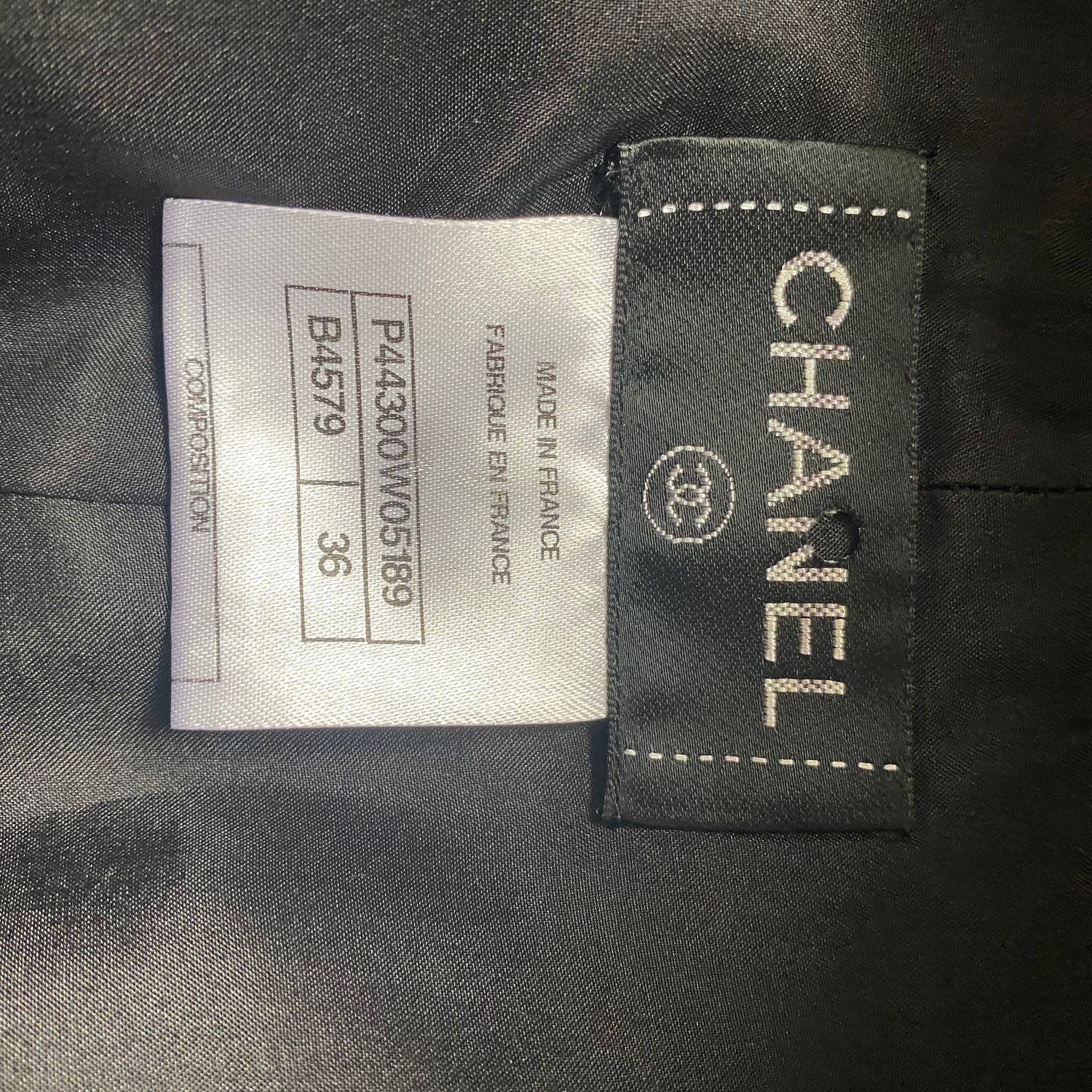 Vintage second hand Chanel black leather and tweed pants - XS - Lysis