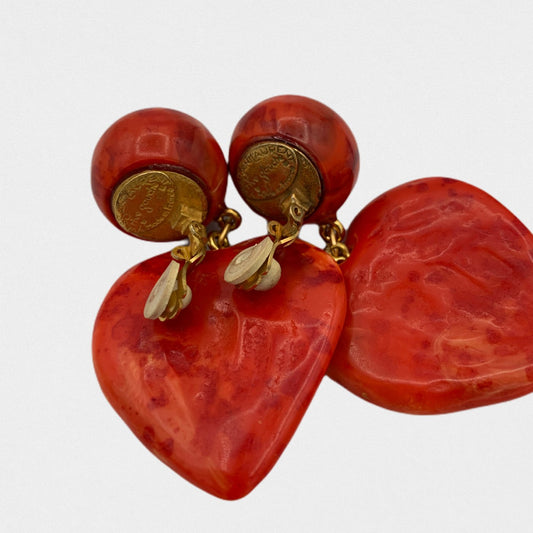 Lysis vintage Yves Saint Laurent Rive Gauche red heart earrings