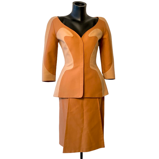Thierry Mugler COUTURE rare vintage ensemble with geometrical two tone design - S - 1980s
