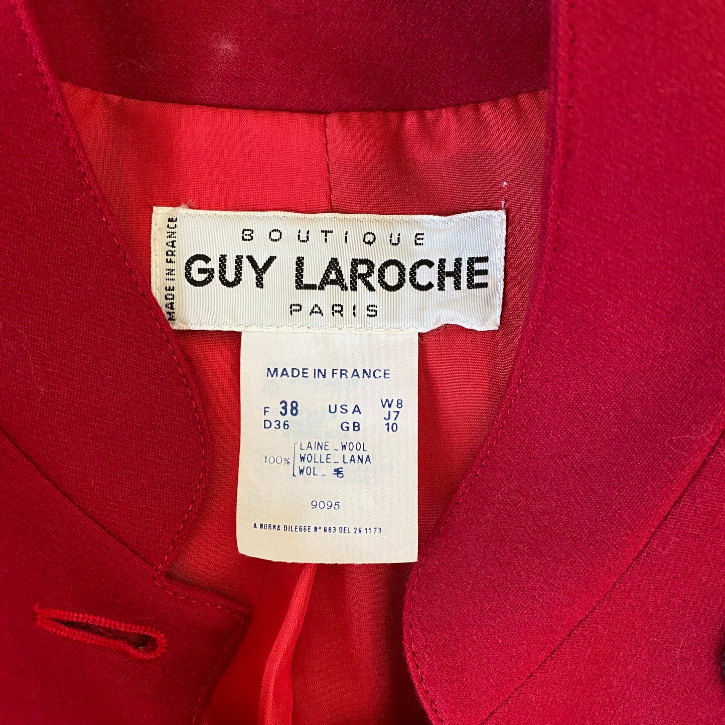 Guy Laroche wool red Spencer jacket - M - 1980s