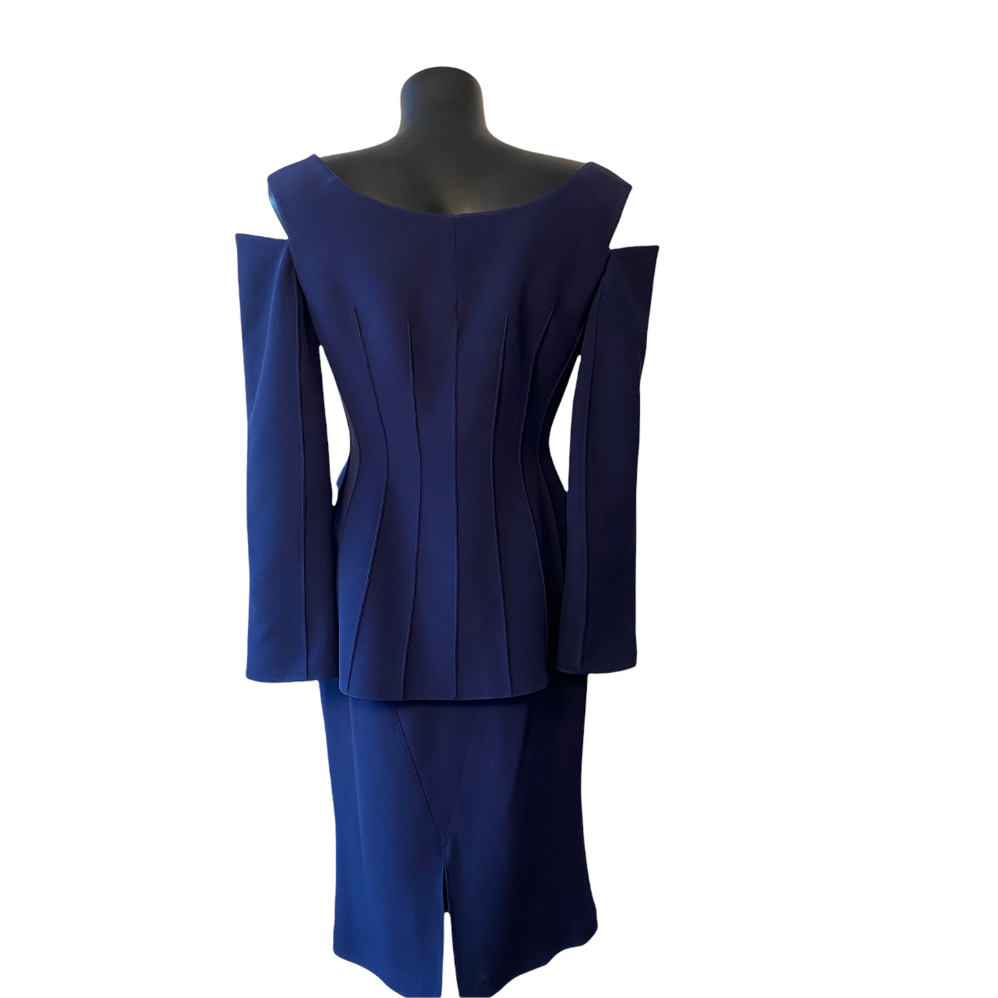 Thierry Mugler COUTURE vintage Ensemble with shoulder cutouts in navy - S - 1990s